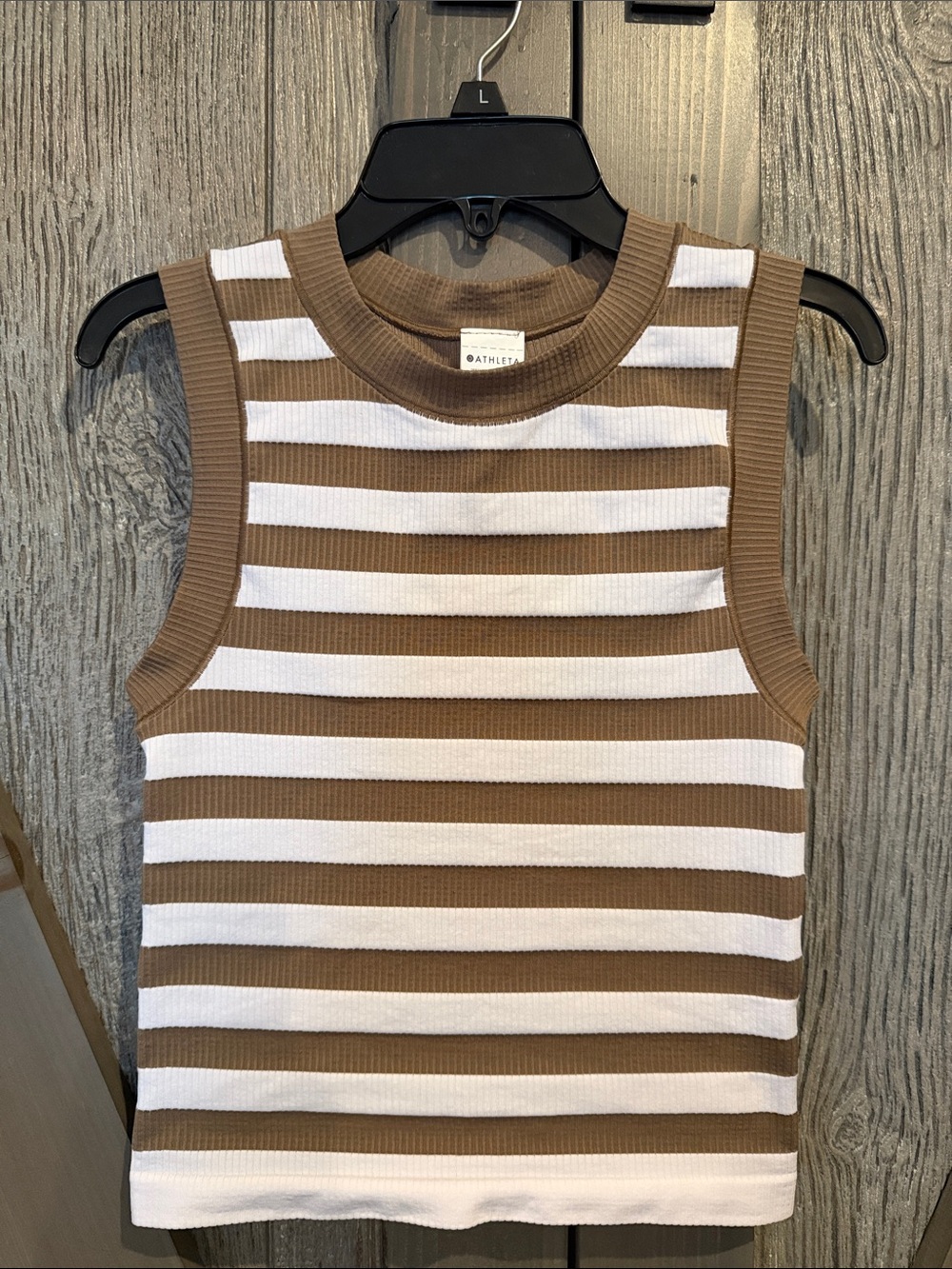 Athleta striped sleeveless ribbed tank top - Brown & White